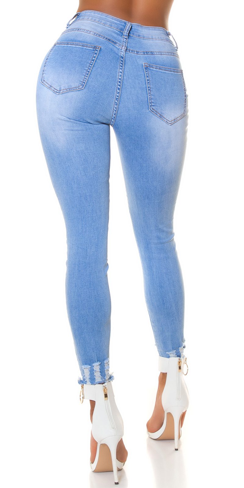 Jean femme push-up taille haute sexy look usé avec imprimé – Image 4