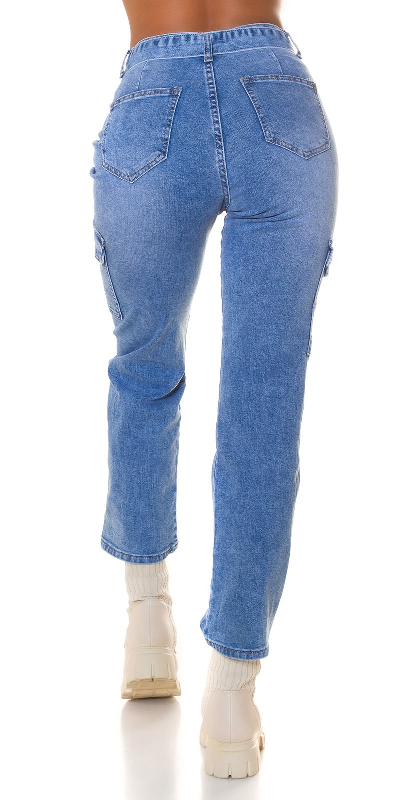 Jeans taille haute style cargo avec ceinture – Image 4