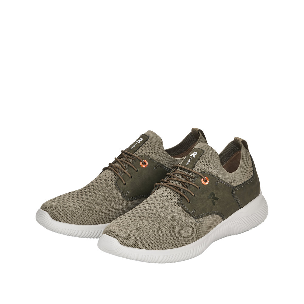 Tennis homme à enfiler, largeur confort, coloris vert bronze RIEKER EVOLUTION 07401-52 (A)