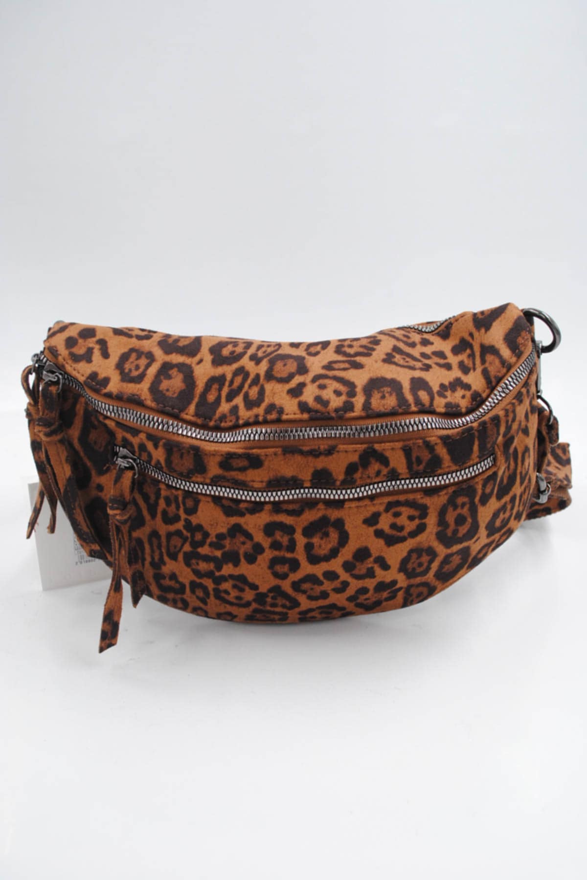 Sac banane bandoulière velours imprimé animal léopard