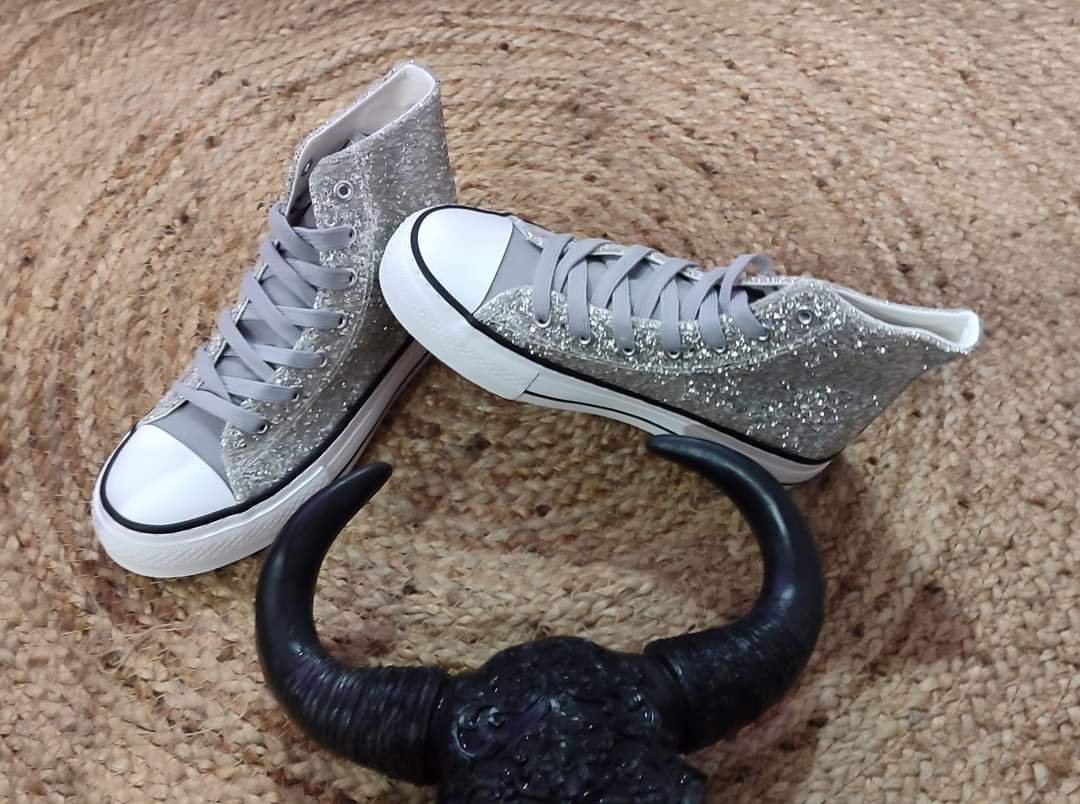 Baskets amour Chicmuse montantes paillettées silver argentées