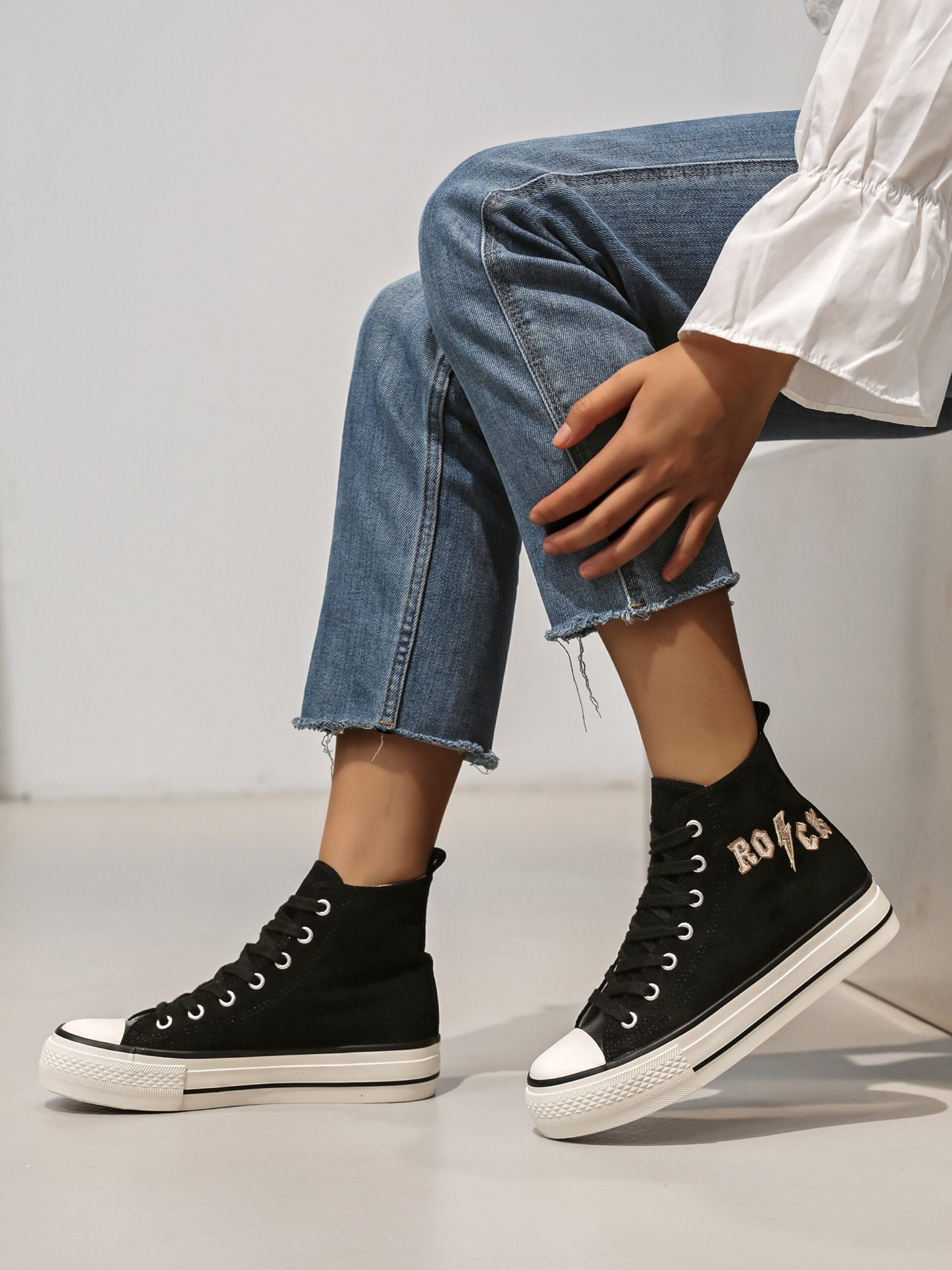 Baskets montantes noir rock Chicmuse