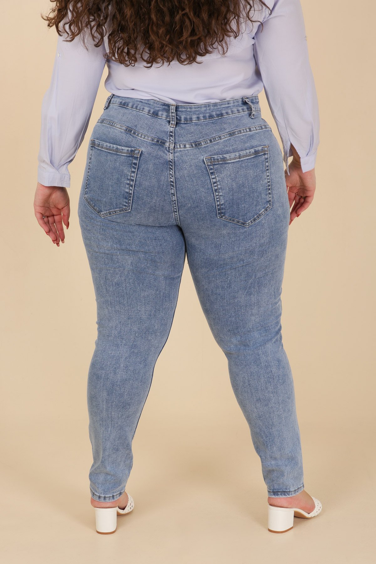 Jeans bleu stretch belle taille – Image 3