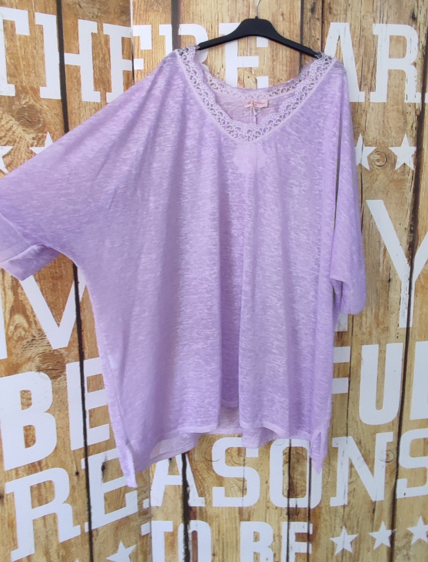 Tunique mauve unie avec dentelle April Vintage – Image 2