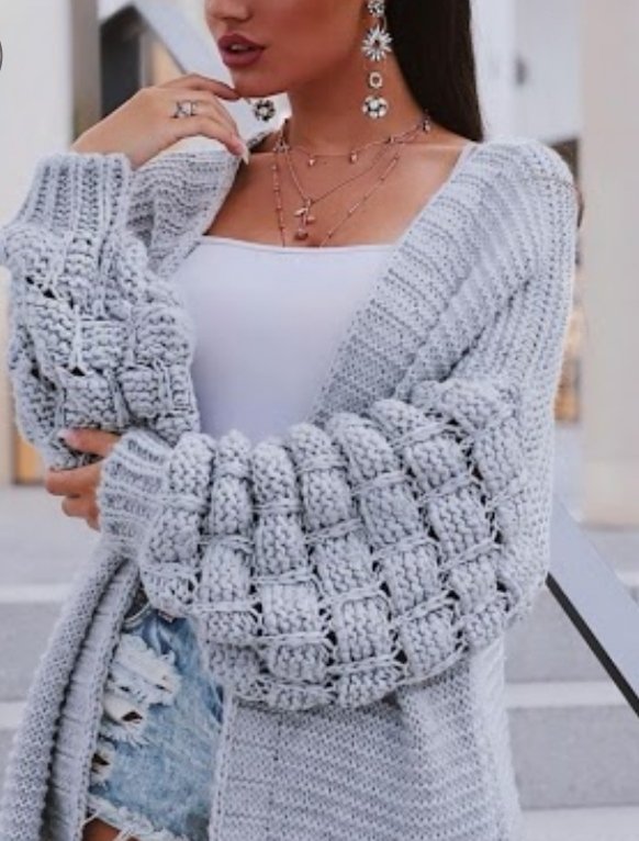 Gilet manches bouffantes gris