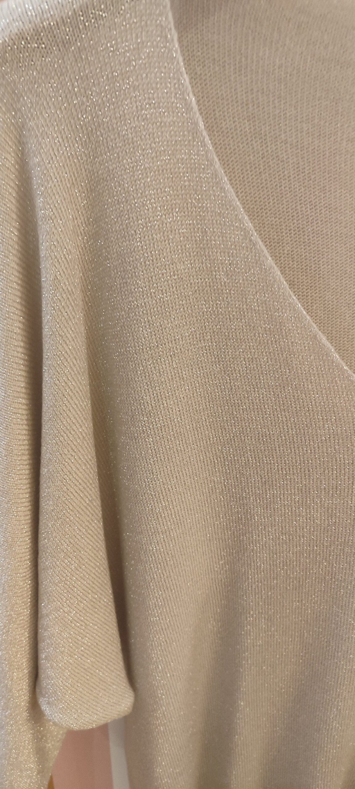 Top pull fin maille pailletée beige clair – Image 2