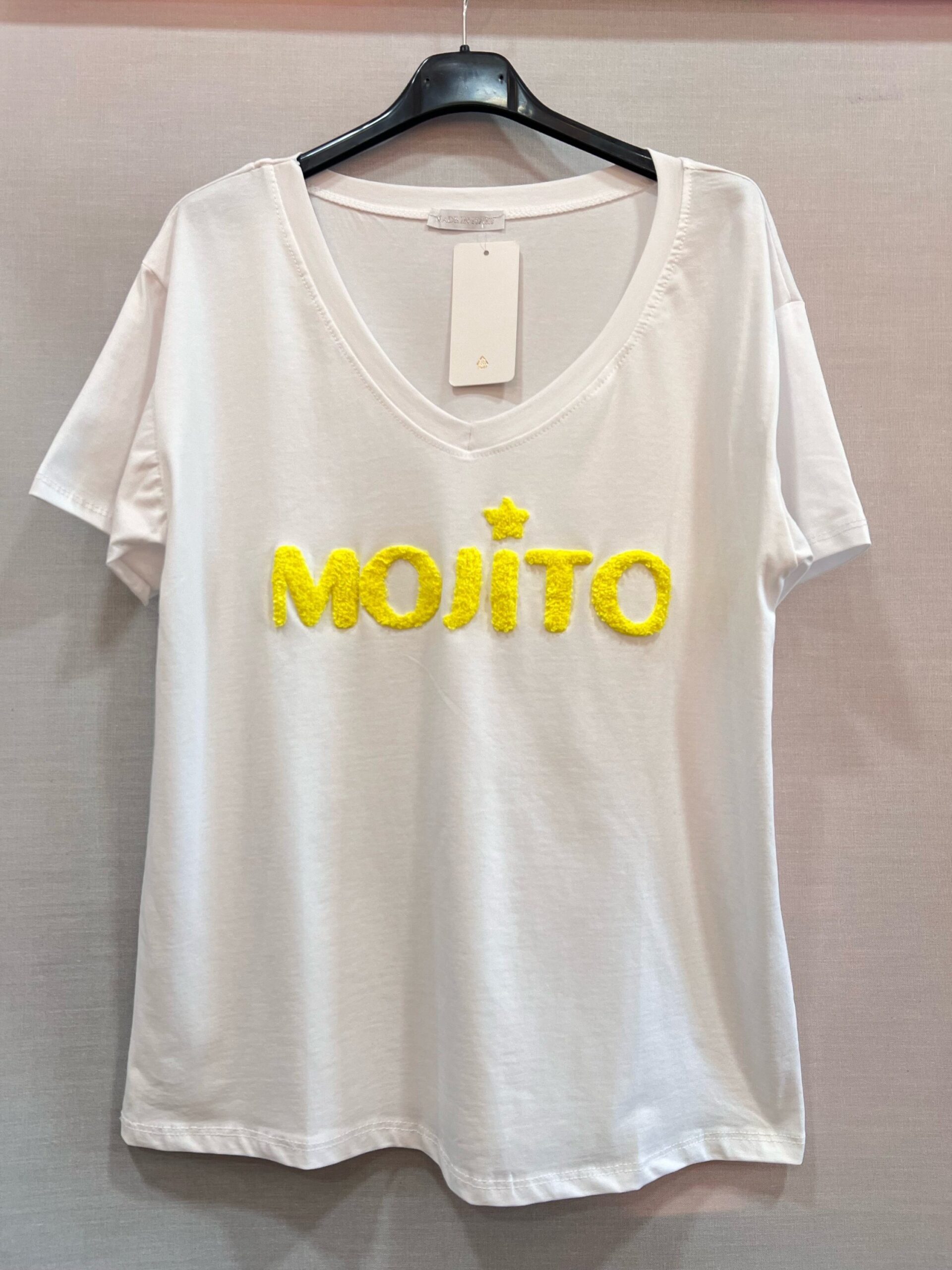 Tee-shirt mojito jaune fluo brodé