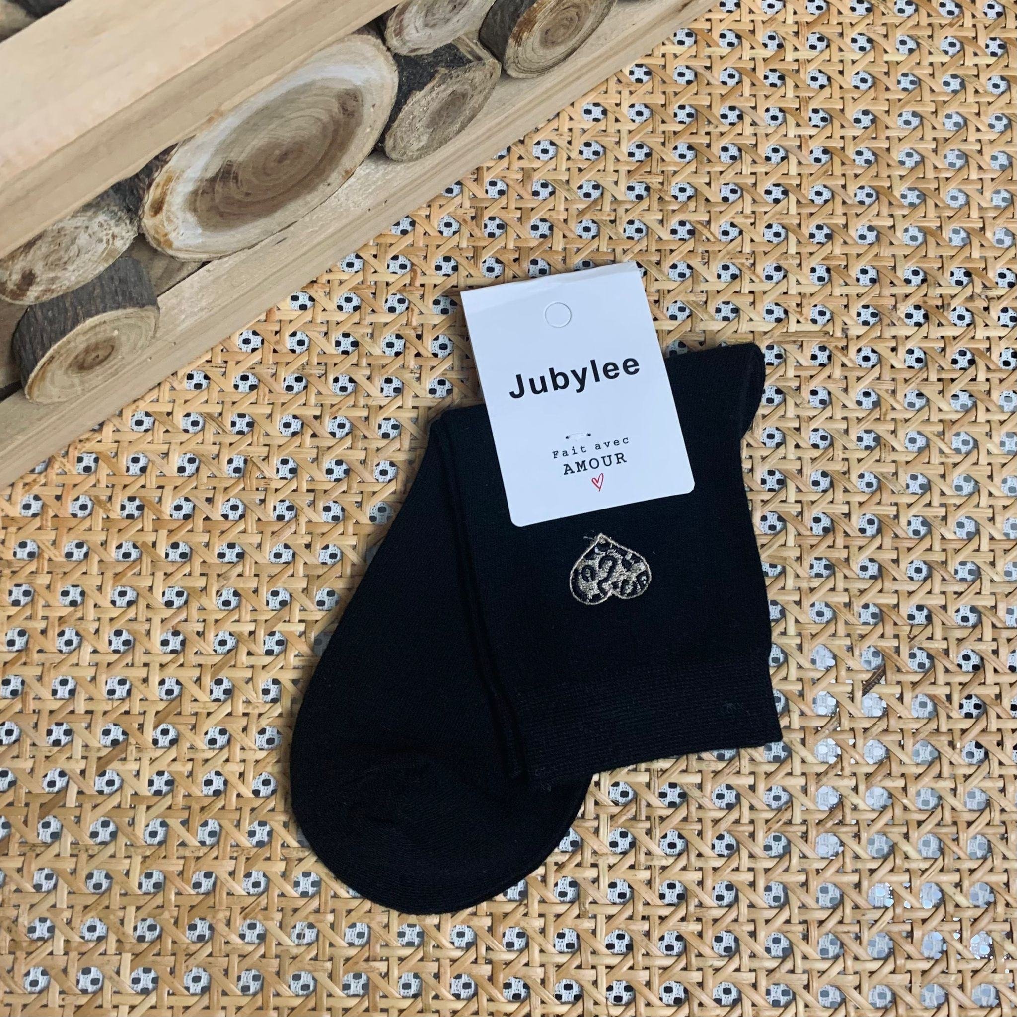Chaussettes cœur léopard et noir