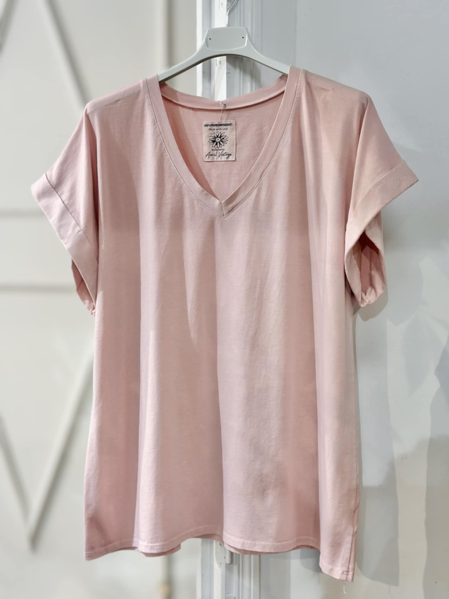 Tee-shirt April Vintage basic vieux rose petites manches