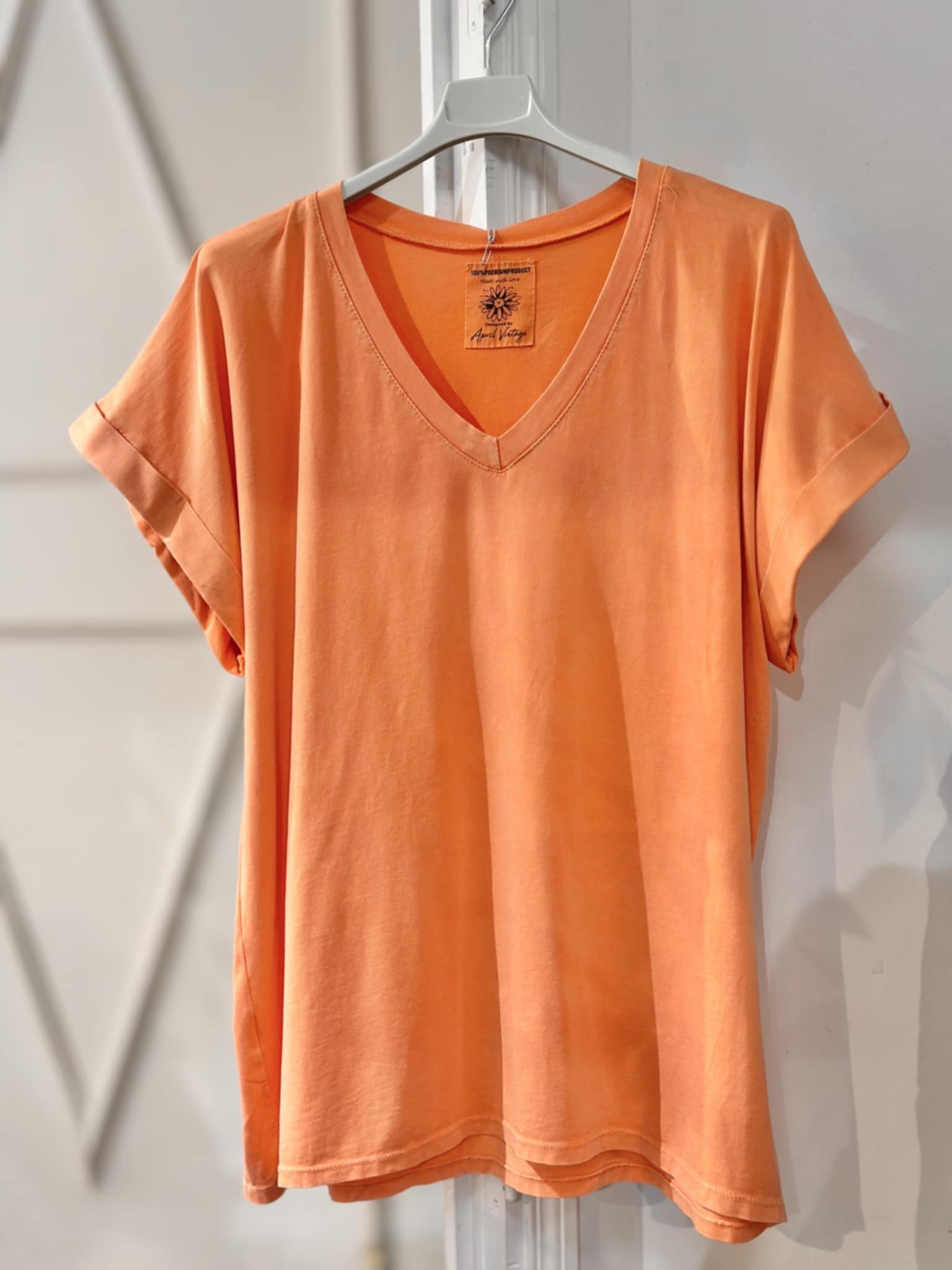 Tee-shirt April Vintage basic orange petites manches