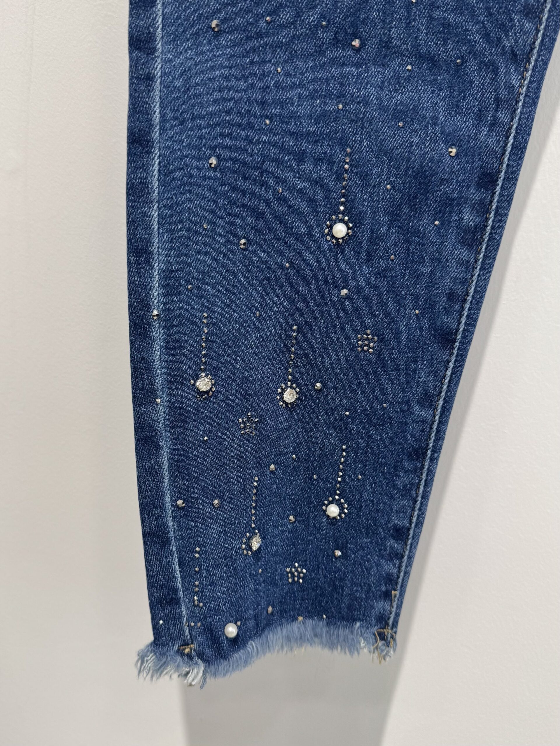Jeans grande taille strass bleu stretch – Image 2
