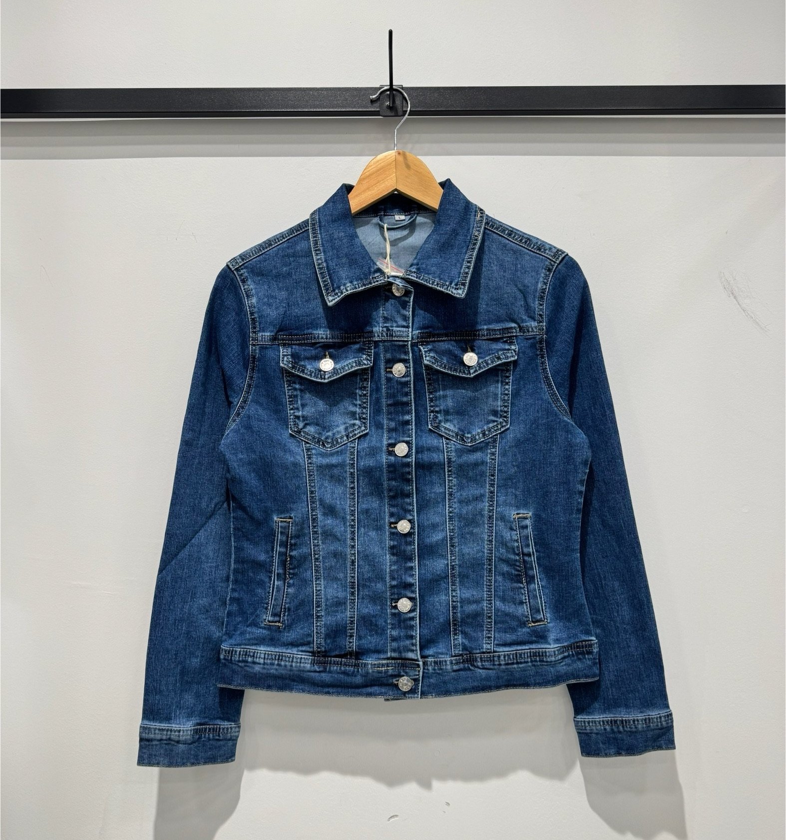 Veste en jeans bleu foncé stretch – Image 5