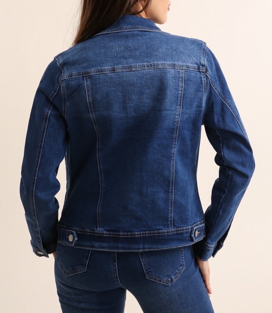 Veste en jeans bleu foncé stretch – Image 3