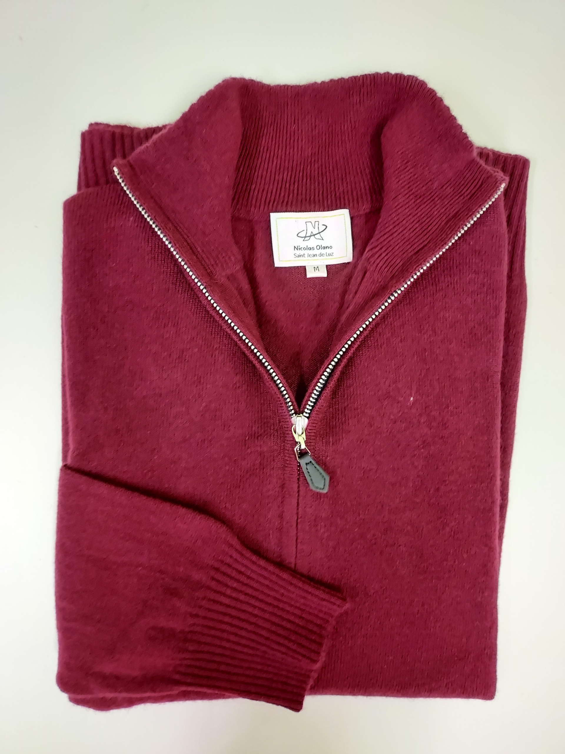 PULL CACHEMIRE COL ZIP BORDEAUX