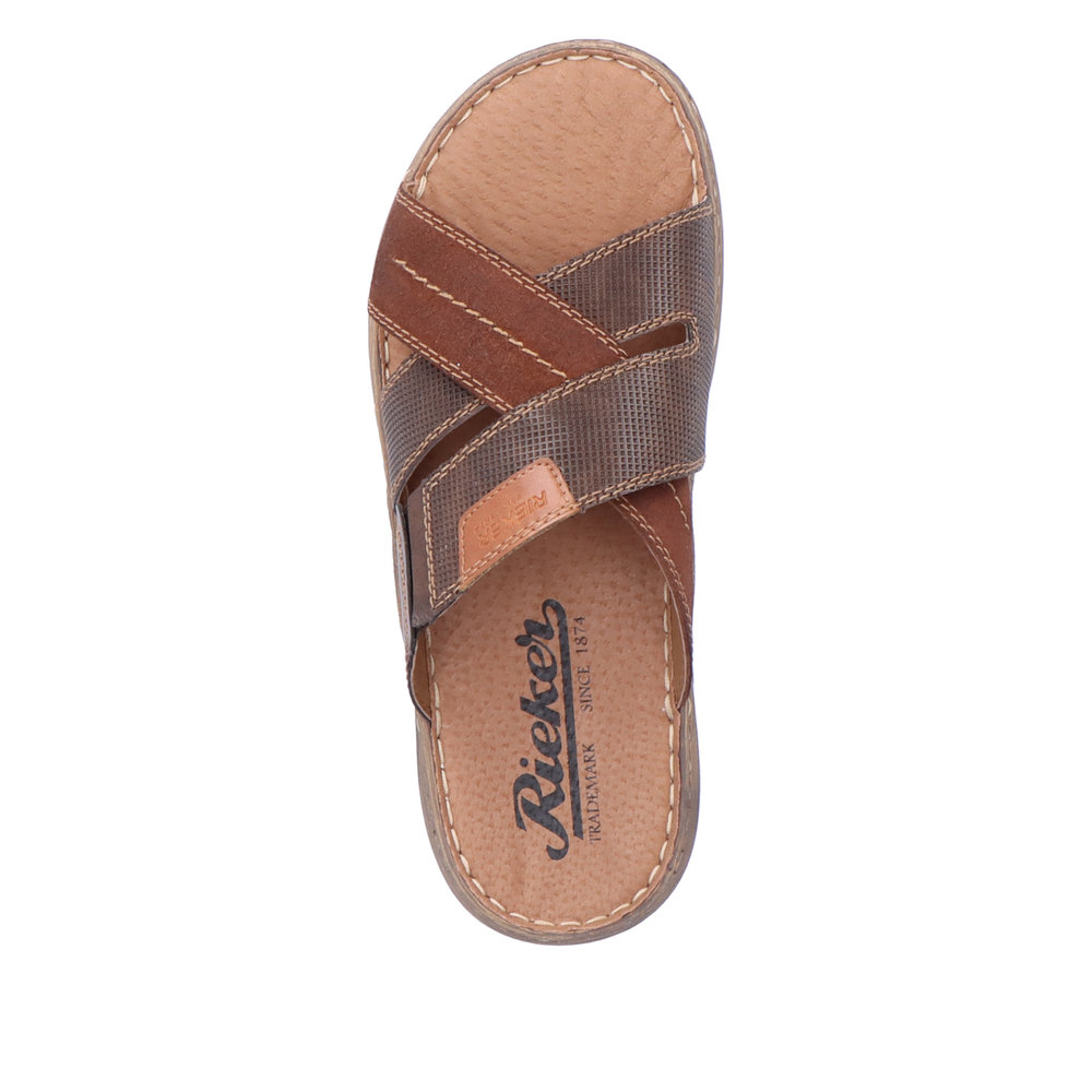 Mule cuir homme confort brides croisées semelle souple coloris marron RIEKER 22053-25 – Image 5