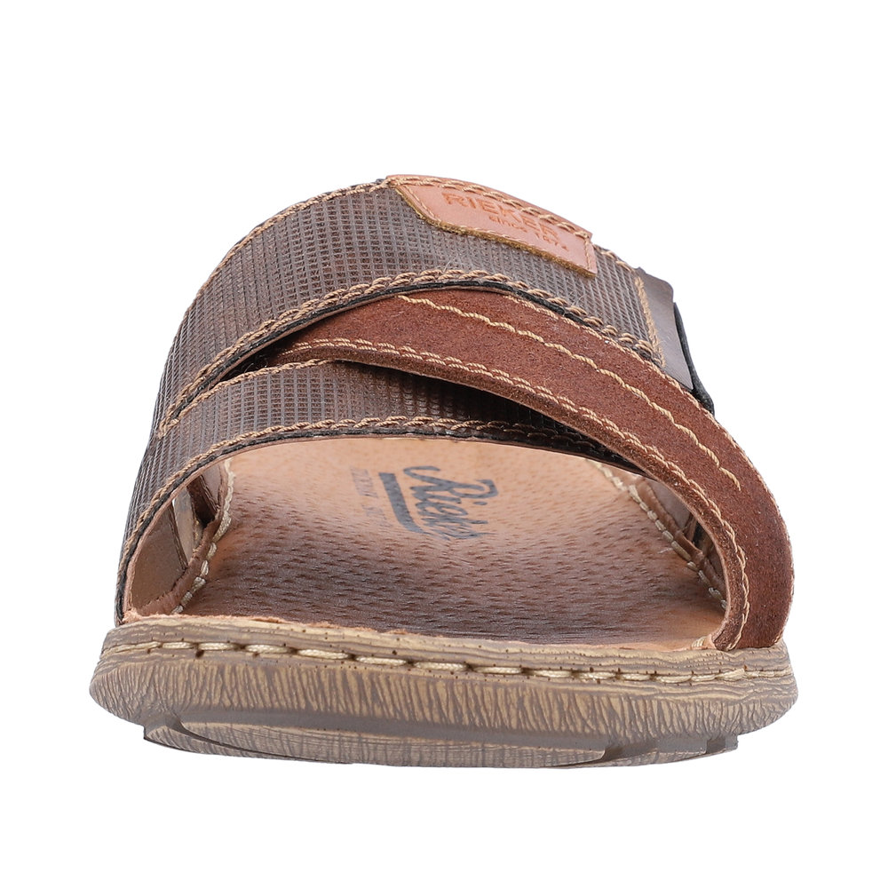 Mule cuir homme confort brides croisées semelle souple coloris marron RIEKER 22053-25 – Image 7