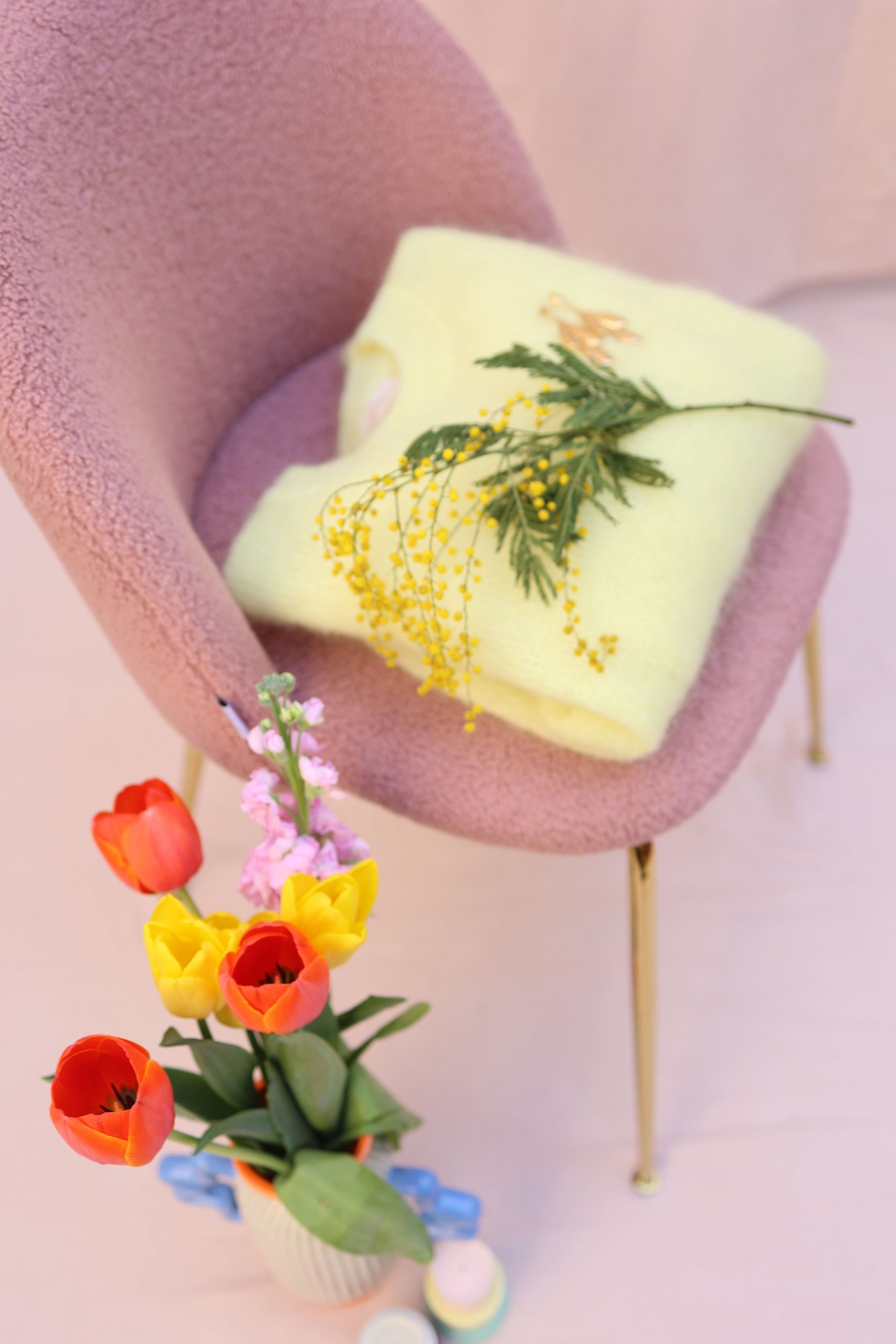 Maille doudou col rond jaune/rose/vert ou violet – Image 9