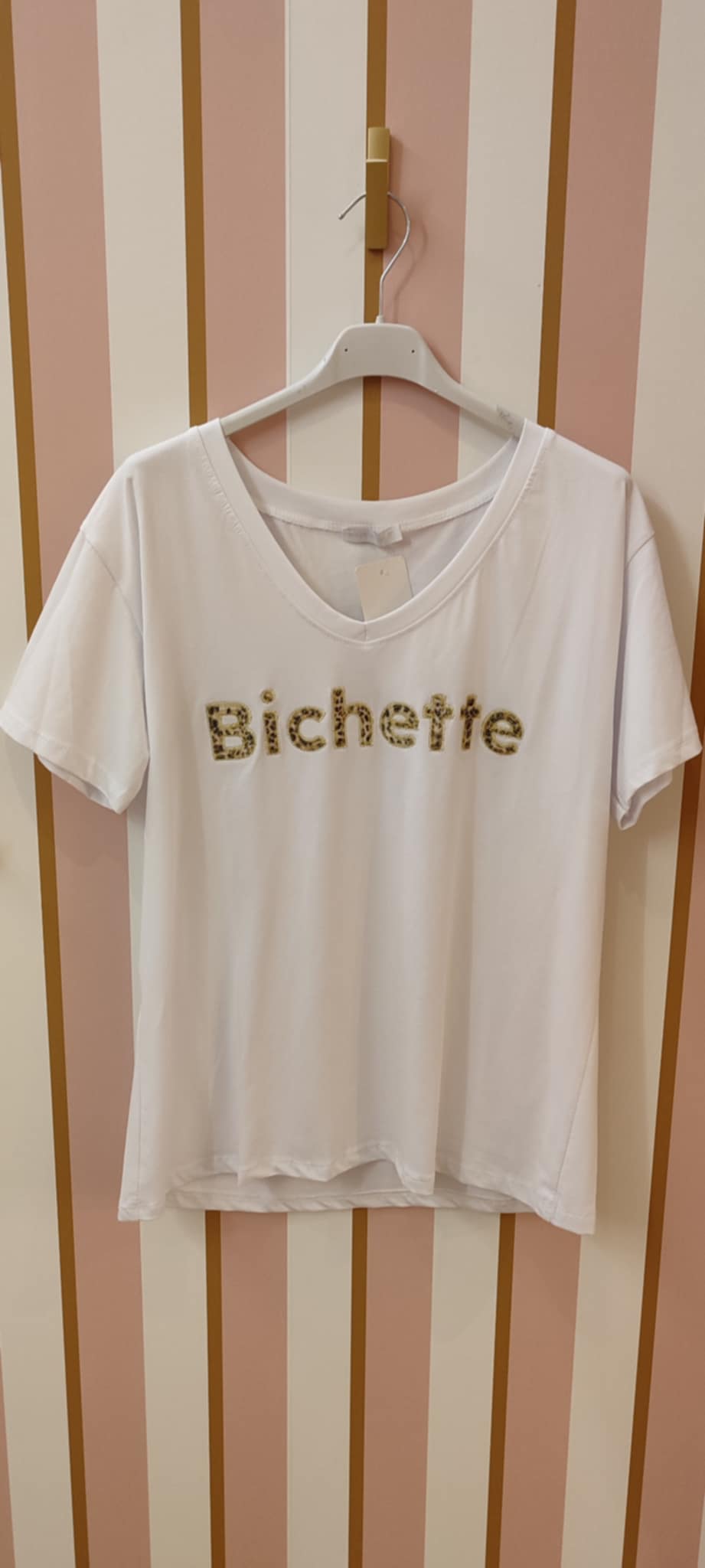 Tee-shirt bichette blanc léopard taille unique