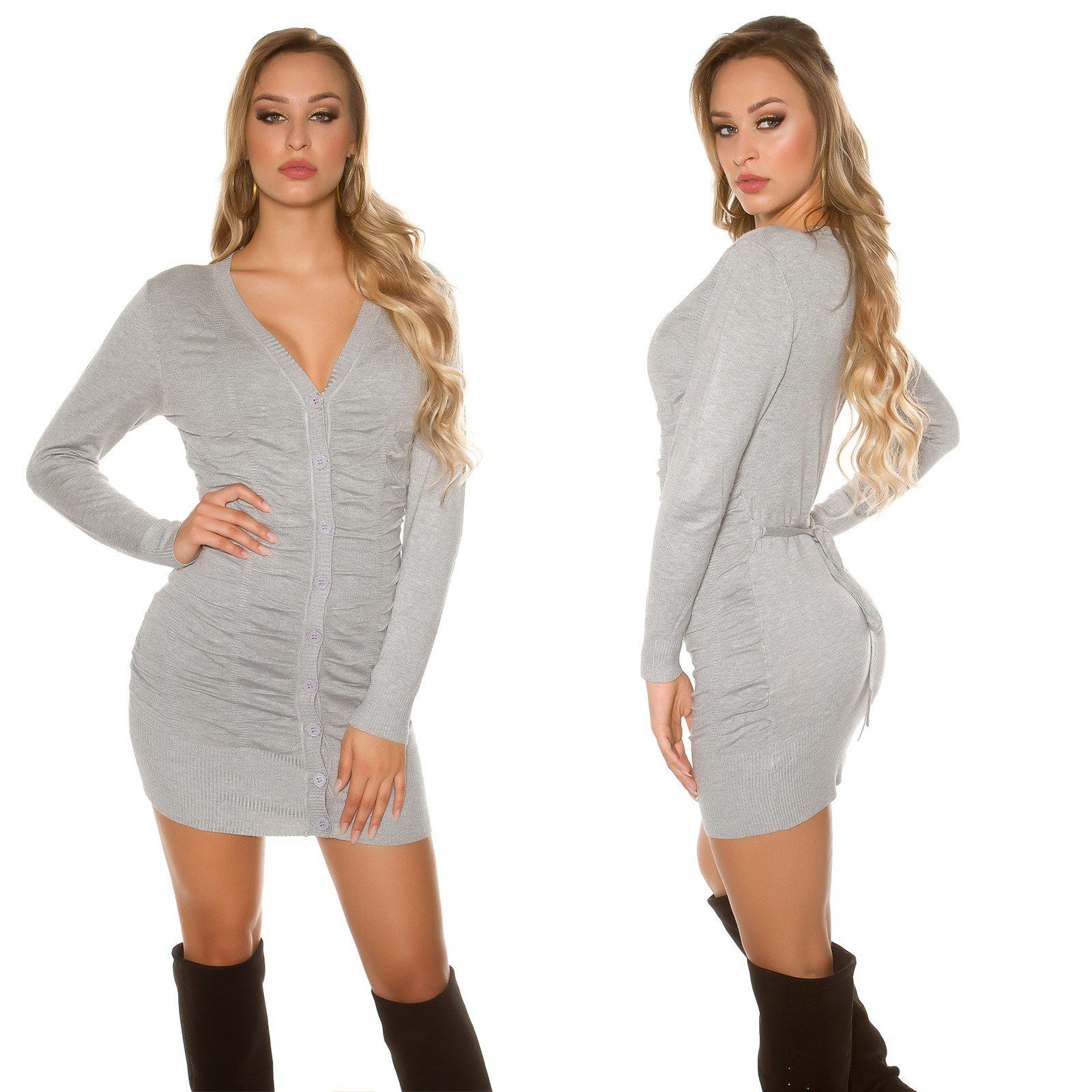 Cardigan femme sexy et fashion avec bouton SUSIE couleur gris