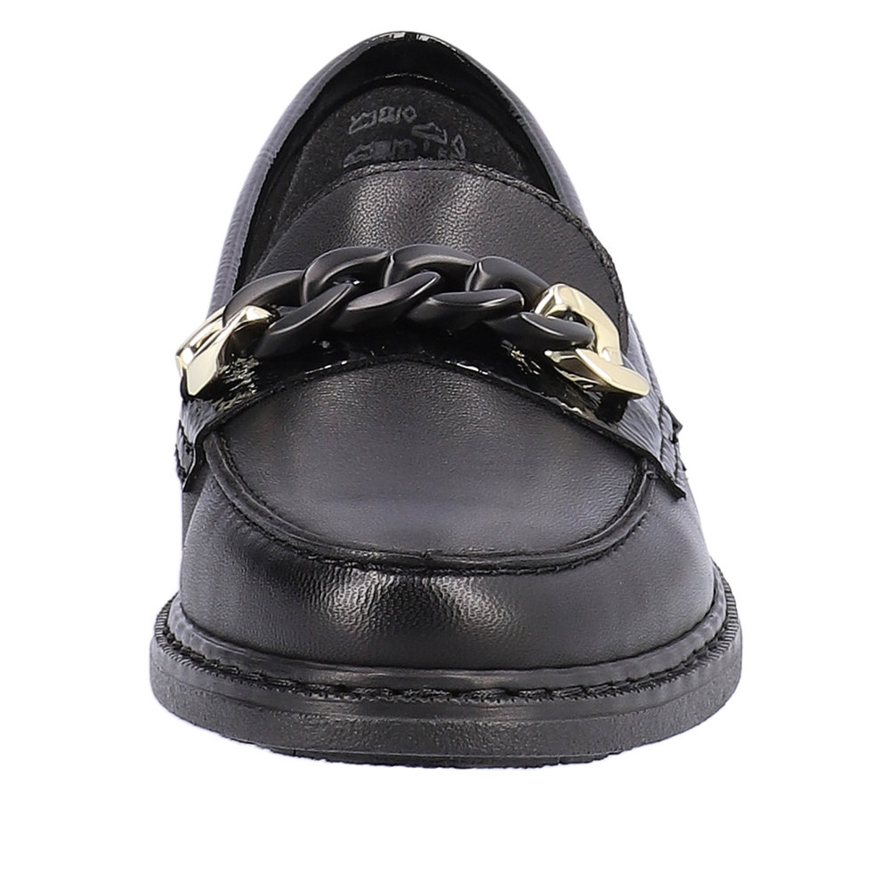 Mocassin cuir plat mode femme talon décroché coloris noir RIEKER 50664-00 – Image 6