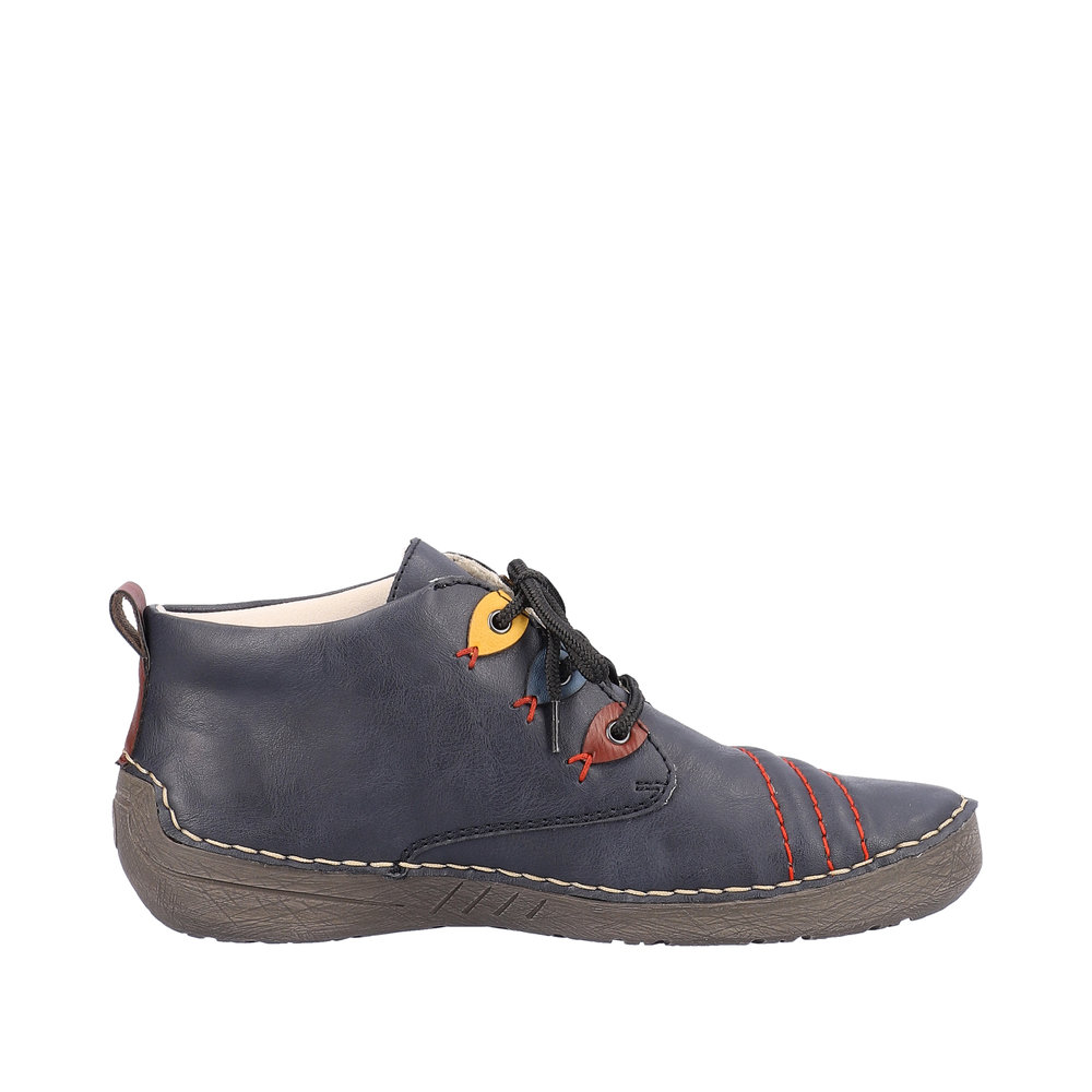 Chaussures femme Talon plat Lacet Simili cuir RIEKER 52509 coloris bleu / multicolore – Image 2