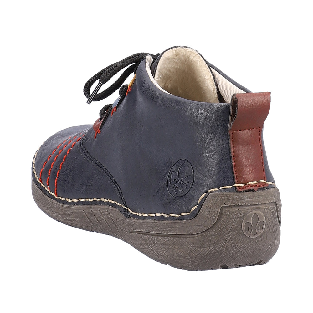 Chaussures femme Talon plat Lacet Simili cuir RIEKER 52509 coloris bleu / multicolore – Image 6