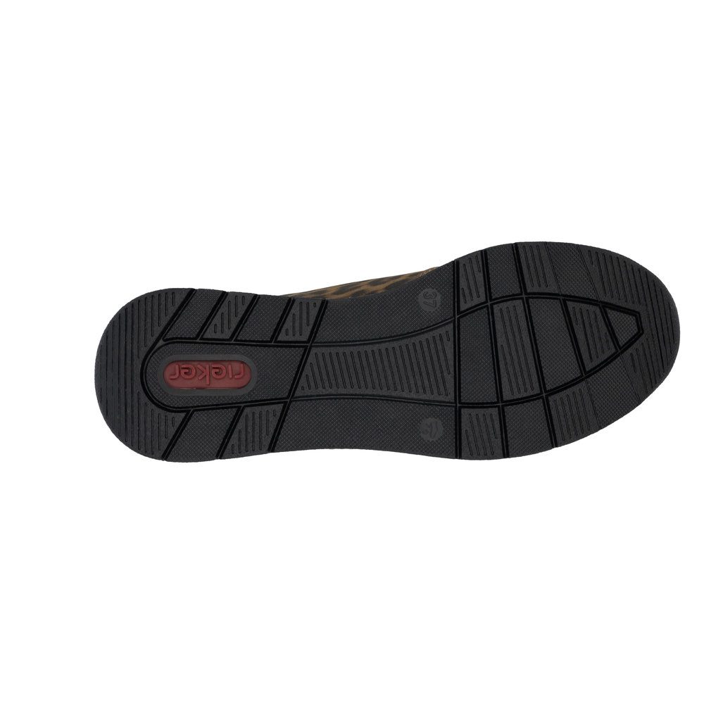 Tennis femme, grande largeur, fermeture à lacets+zip, semelle compensée RIEKER 58902 marron / noir / léopard / doré – Image 7