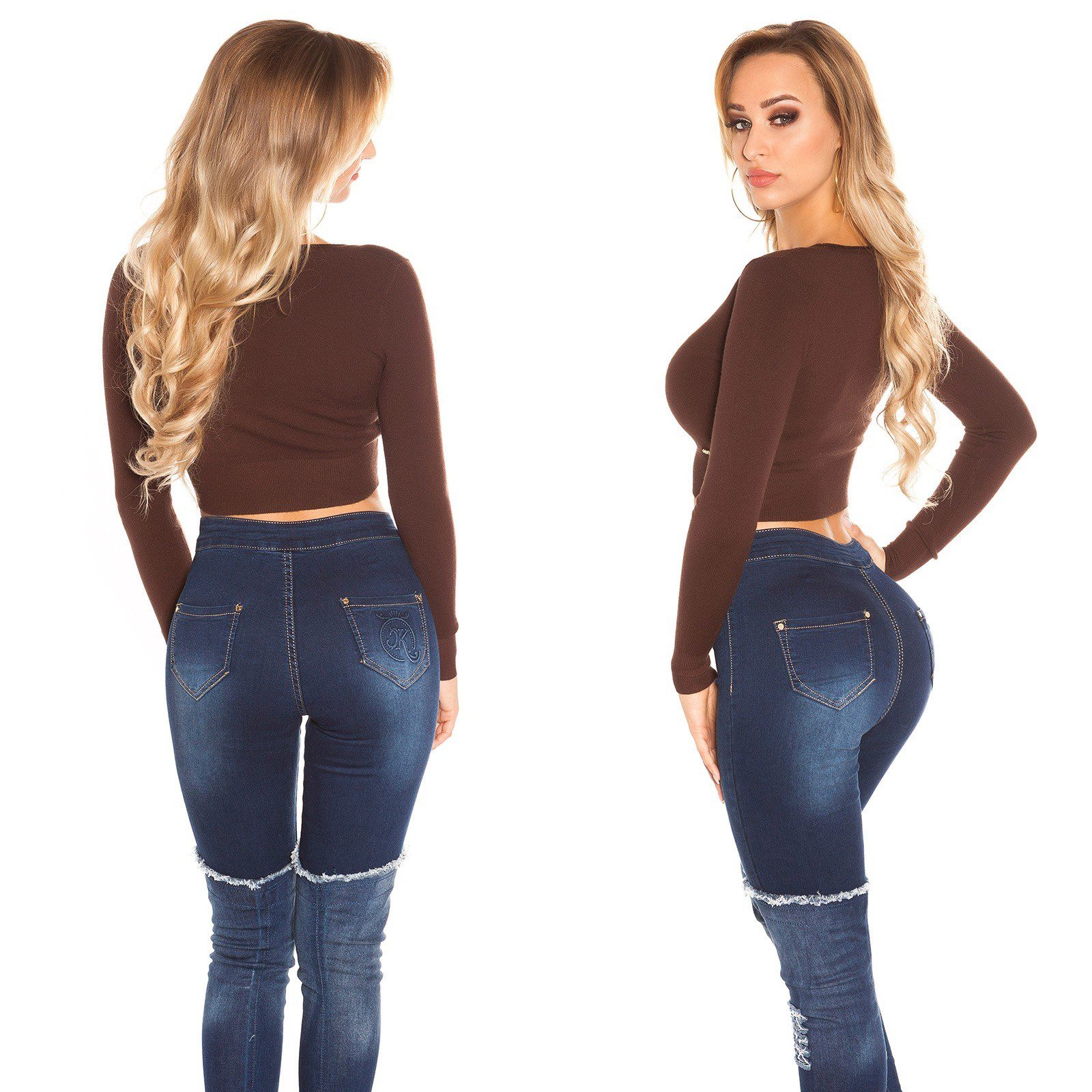 Veste boléro avec zip INES couleur marron – Image 2