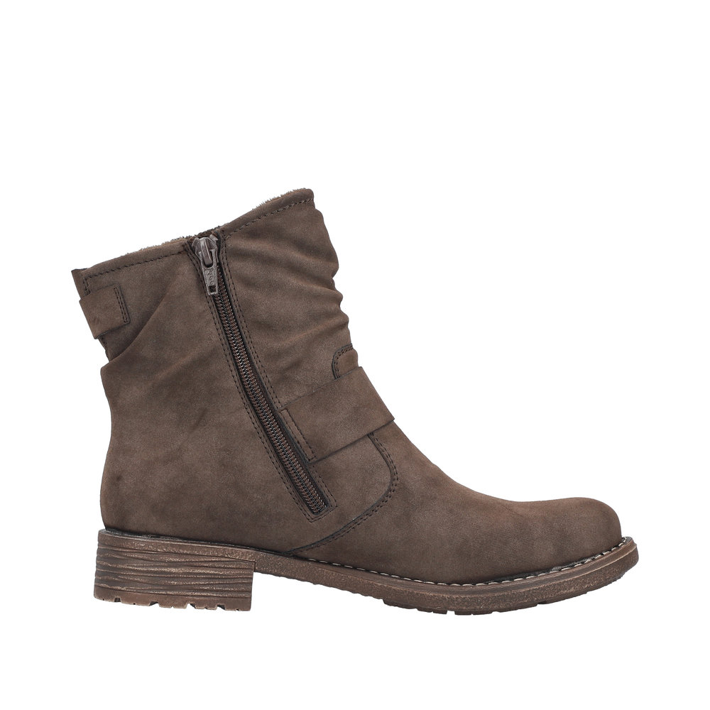 Bottines femme Talon carré plat Faux cuir souple Chaussant confort RIEKER 79454-25 coloris marron chocolat (Disponibles jusqu’à la pointure 43) – Image 3