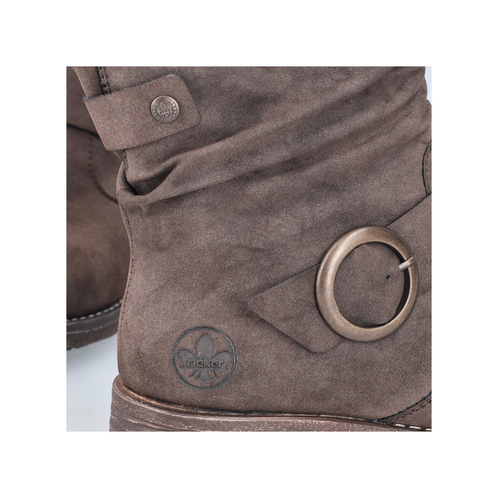 Bottines femme Talon carré plat Faux cuir souple Chaussant confort RIEKER 79454-25 coloris marron chocolat (Disponibles jusqu’à la pointure 43) – Image 8
