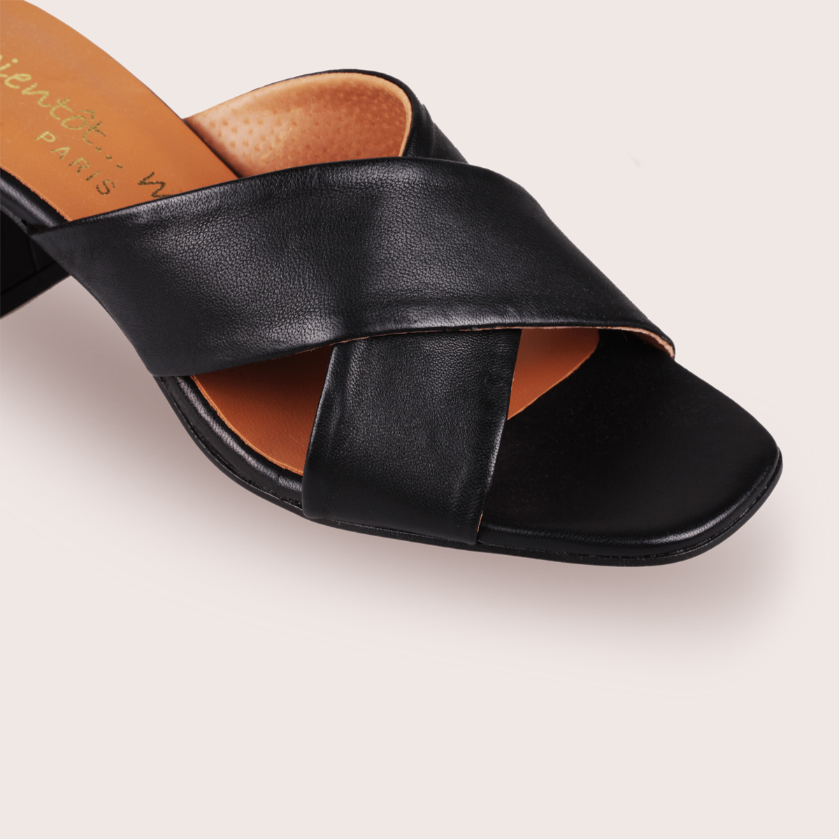 Mules à talon en cuir noir – Germana – Image 4