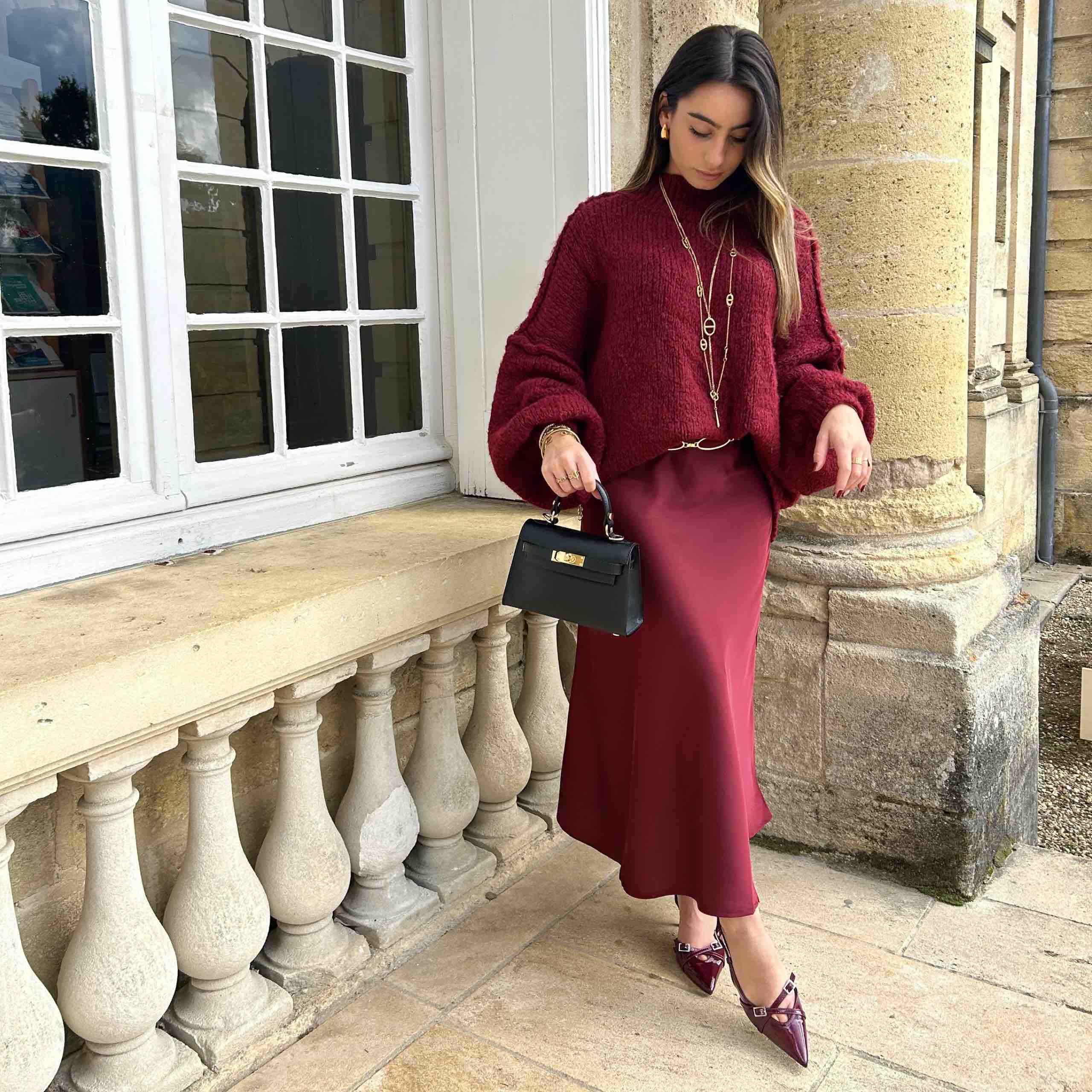 Jupe SATINÉE bordeaux (petite) – Image 2