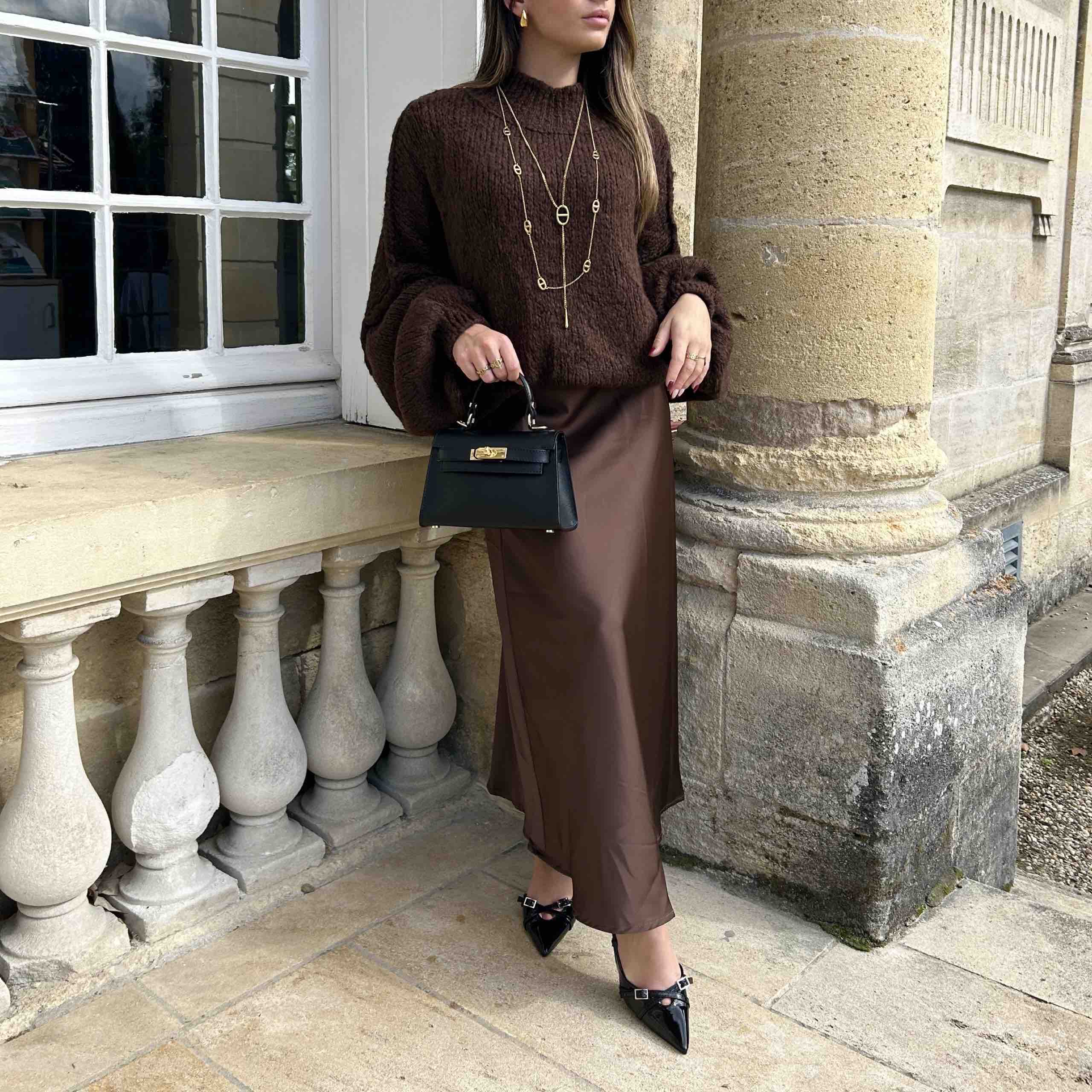 Jupe SATINÉE chocolat (petite)