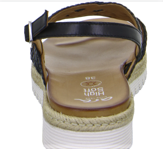 Sandale femme talon compensée brides cuir tressées semelle intérieur préformée coloris noir ARA JAMAÏKA – Image 5