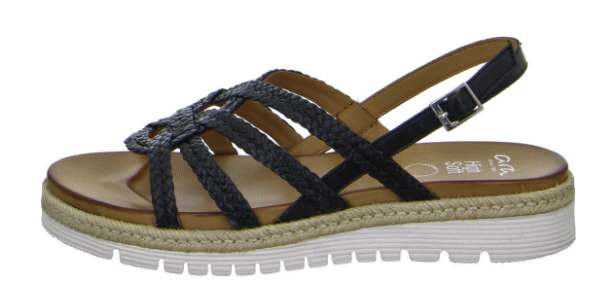 Sandale femme talon compensée brides cuir tressées semelle intérieur préformée coloris noir ARA JAMAÏKA – Image 3