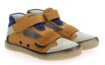 BELLAMY Selfi Sandales montantes garçon 2 velcros Coloris camel / marine