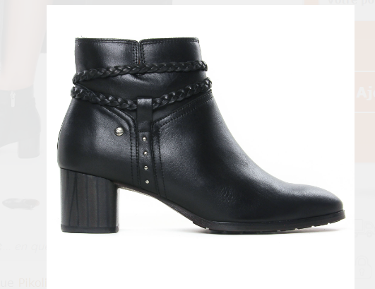 Bottines femme cuir petit talon fantaisie fermeture éclair décor tresses cuir et clous métal PIKOLINOS Calafat W1Z-8521 noir – Image 2
