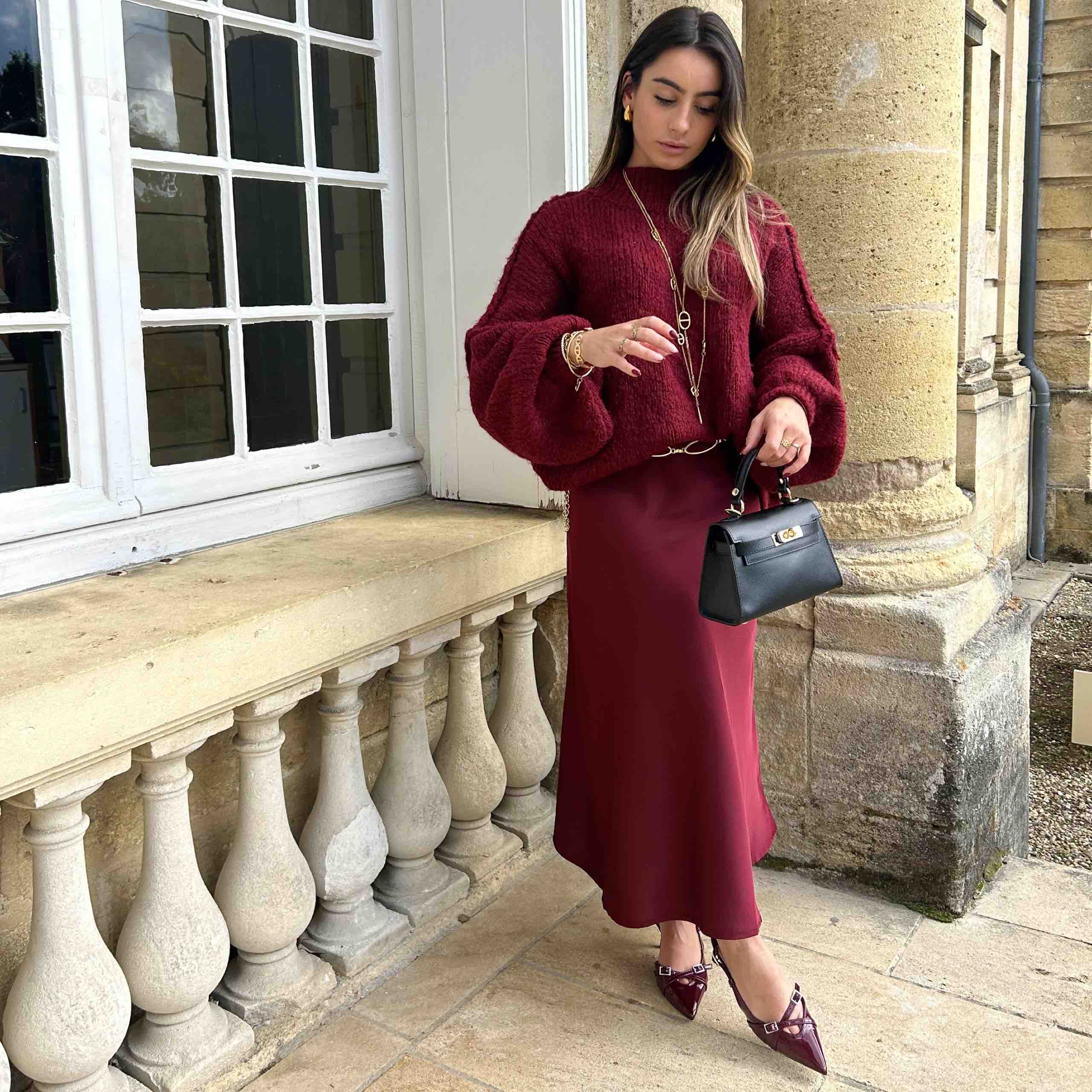 Jupe SATINÉE bordeaux (petite)