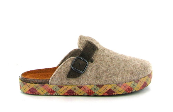 Sabot mode femme Largeur réglable Semelle plate SEMELFLEX coloris beige multi – Image 2