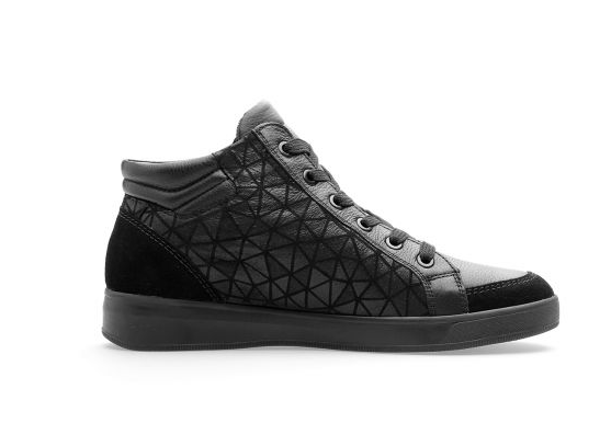 Baskets mode femme Bottine dame Cuir Talon plat Zip+lacet ARA 24499 coloris noir – Image 3