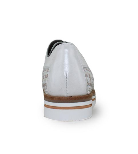 Derbies cuir tressé femme Semelle épaisse talon plat DORKING ROMY coloris blanc / beige – Image 4
