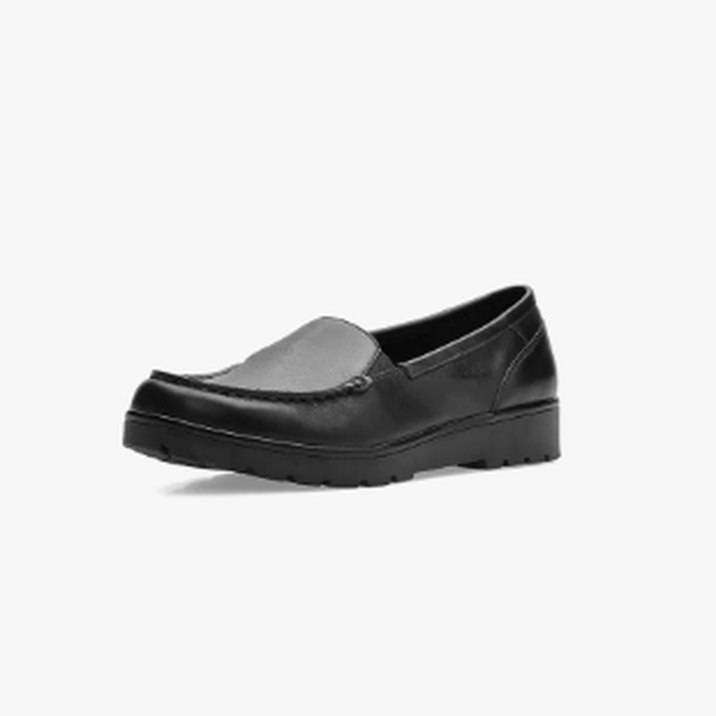 Mocassin Cuir lisse Femme Talon plat Elastiqué côtés ARA coloris noir