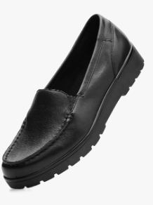 Mocassin Cuir lisse Femme Talon plat Elastiqué côtés ARA coloris noir – Image 2