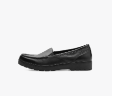 Mocassin Cuir lisse Femme Talon plat Elastiqué côtés ARA coloris noir – Image 3