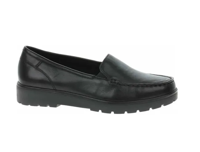 Mocassin Cuir lisse Femme Talon plat Elastiqué côtés ARA coloris noir – Image 4