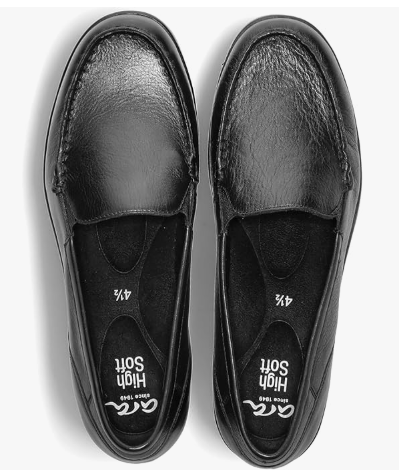 Mocassin Cuir lisse Femme Talon plat Elastiqué côtés ARA coloris noir – Image 8