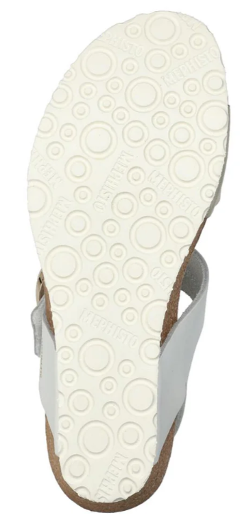Sandale femme Cuir Velcros Semelle compensée liège MEPHISTO Léandre Coloris blanc / doré – Image 3