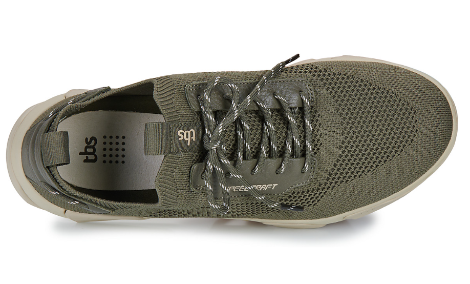 Tennis homme Confort Légère Maille textile recyclé Extensible Semelle robuste TBS Coloris vert kaki – Image 5