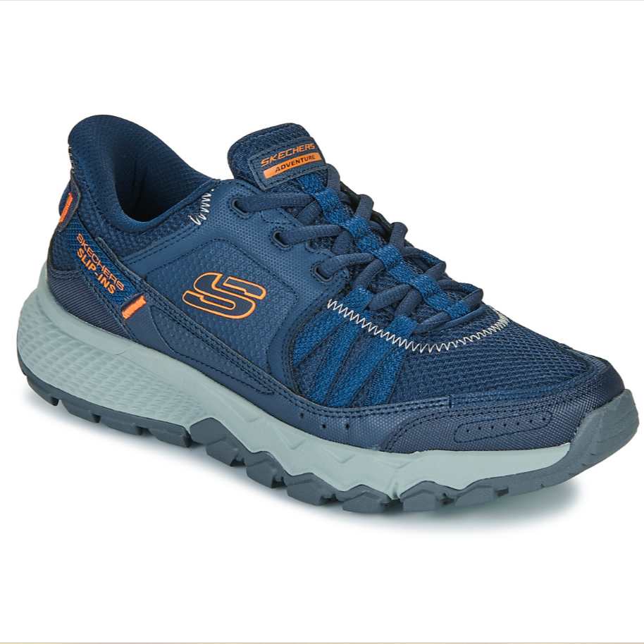 Tennis homme Grande largeur Souple Léger A enfiler SKECHERS 237634 coloris bleu / orange