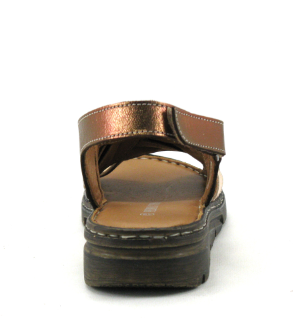 Sandale femme Semelle compensée Cuir souple Doublure cuir Velcro PEDRO TORRES Coloris argent / or / cuivre – Image 4